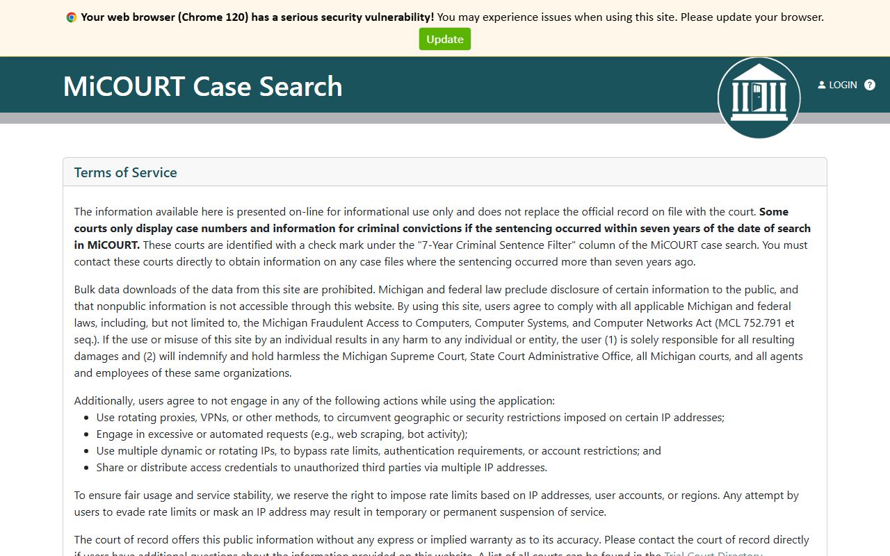 Cass County court records after jail arrest MiCOURT 43rd Circuit Court search